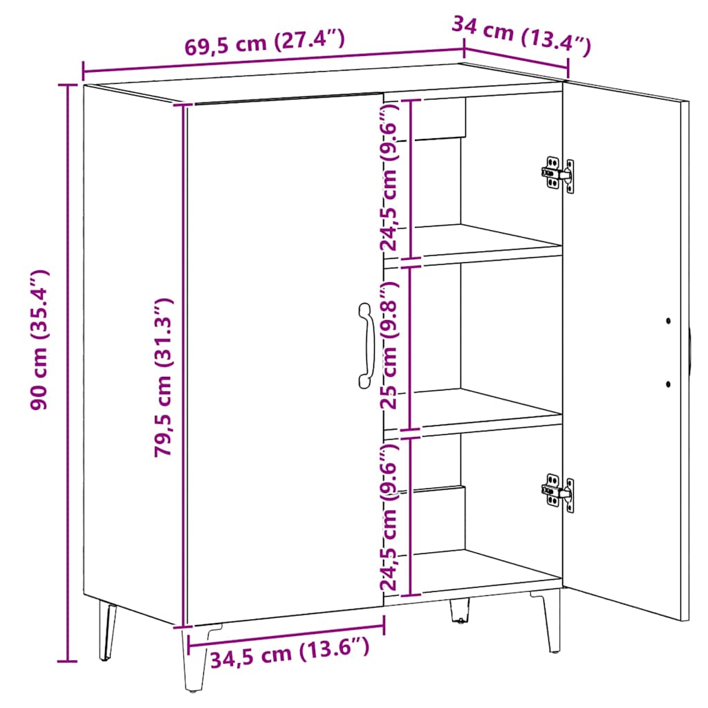 Sideboard Artisan Oak 70x34x90 cm Engineered Wood